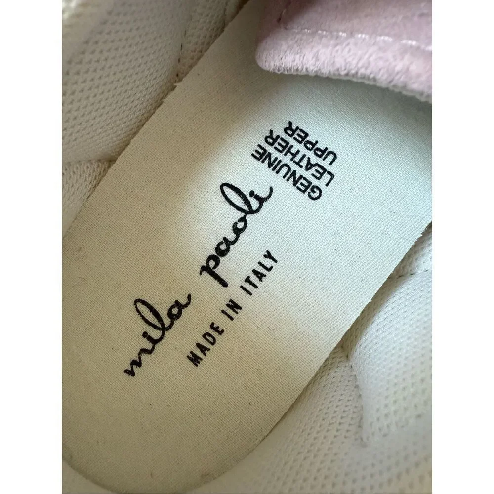 Mila Paoli Made In Italy Genuine Leather Upper Dusty Pink Sneakers Size 7.5